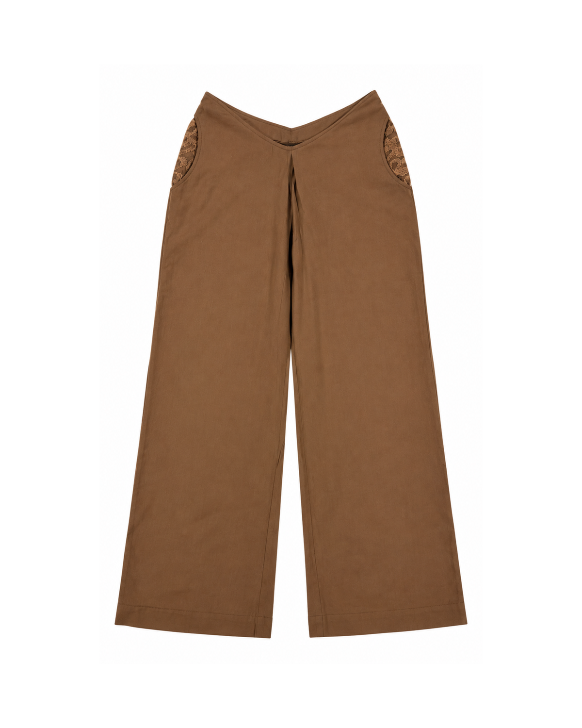 Brown Net Detail Pants