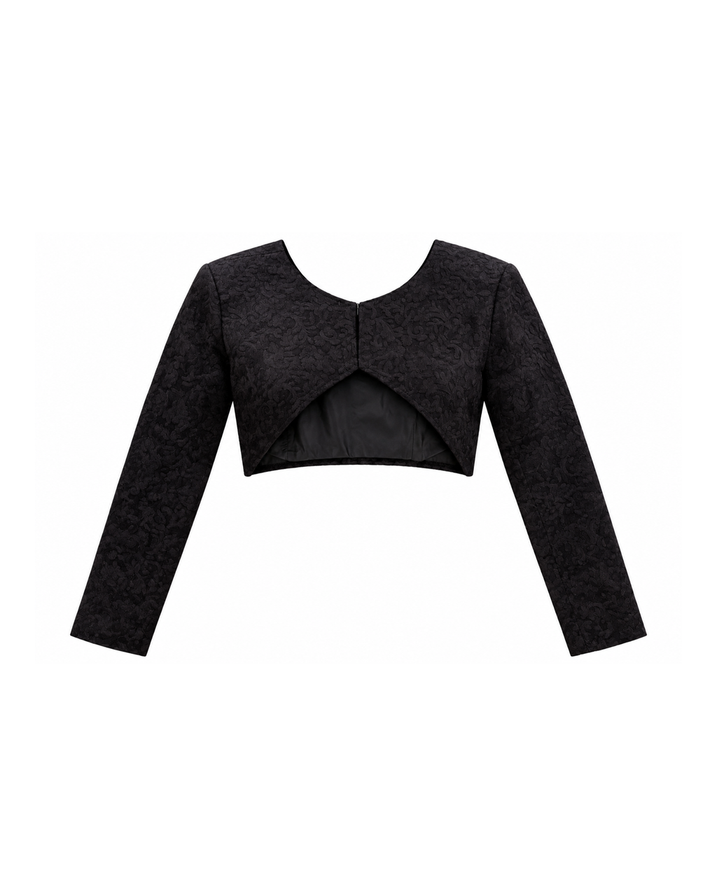 Black on Black Embroidered Cropped Jacket
