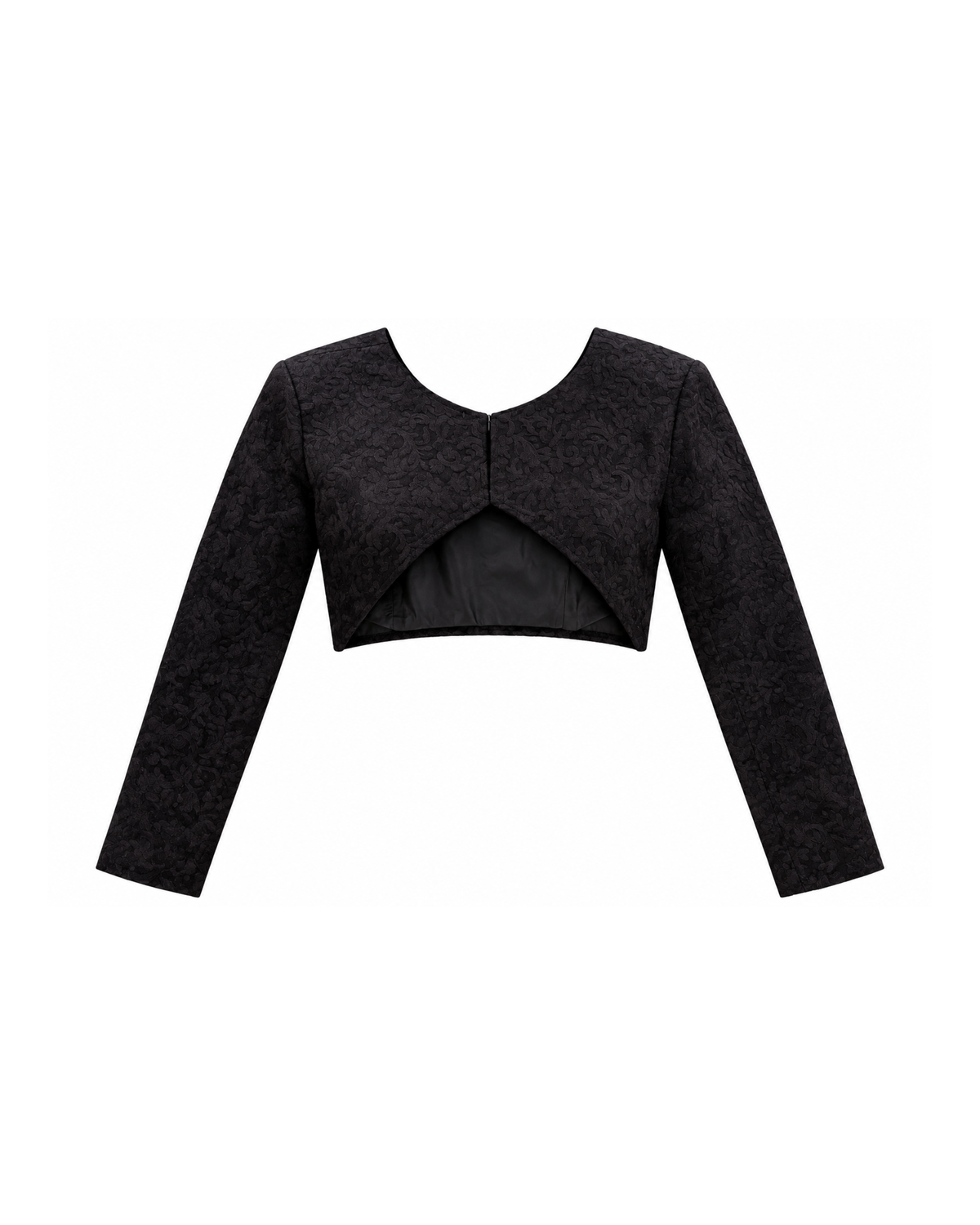 Black on Black Embroidered Cropped Jacket