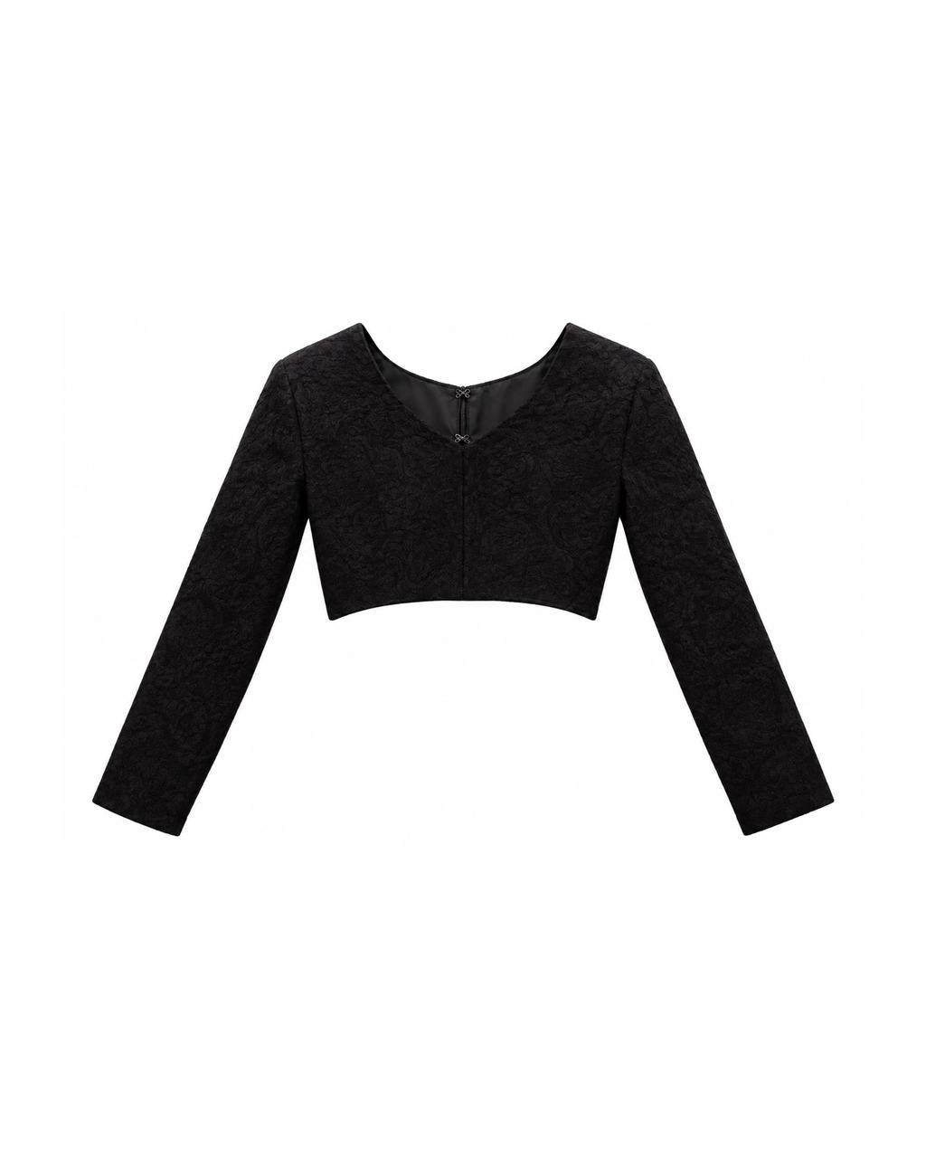 Black on Black Embroidered Cropped Jacket