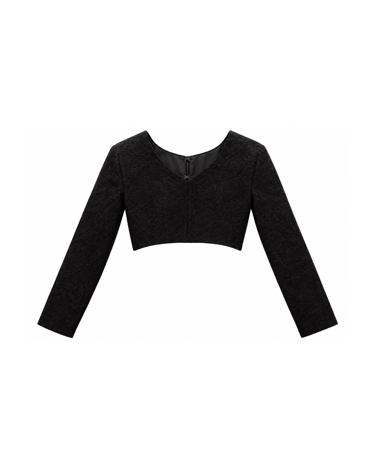 Black on Black Embroidered Cropped Jacket