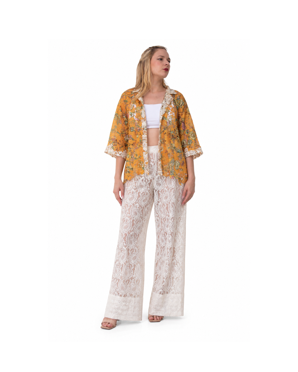 Yellow Bloom Lace Overshirt