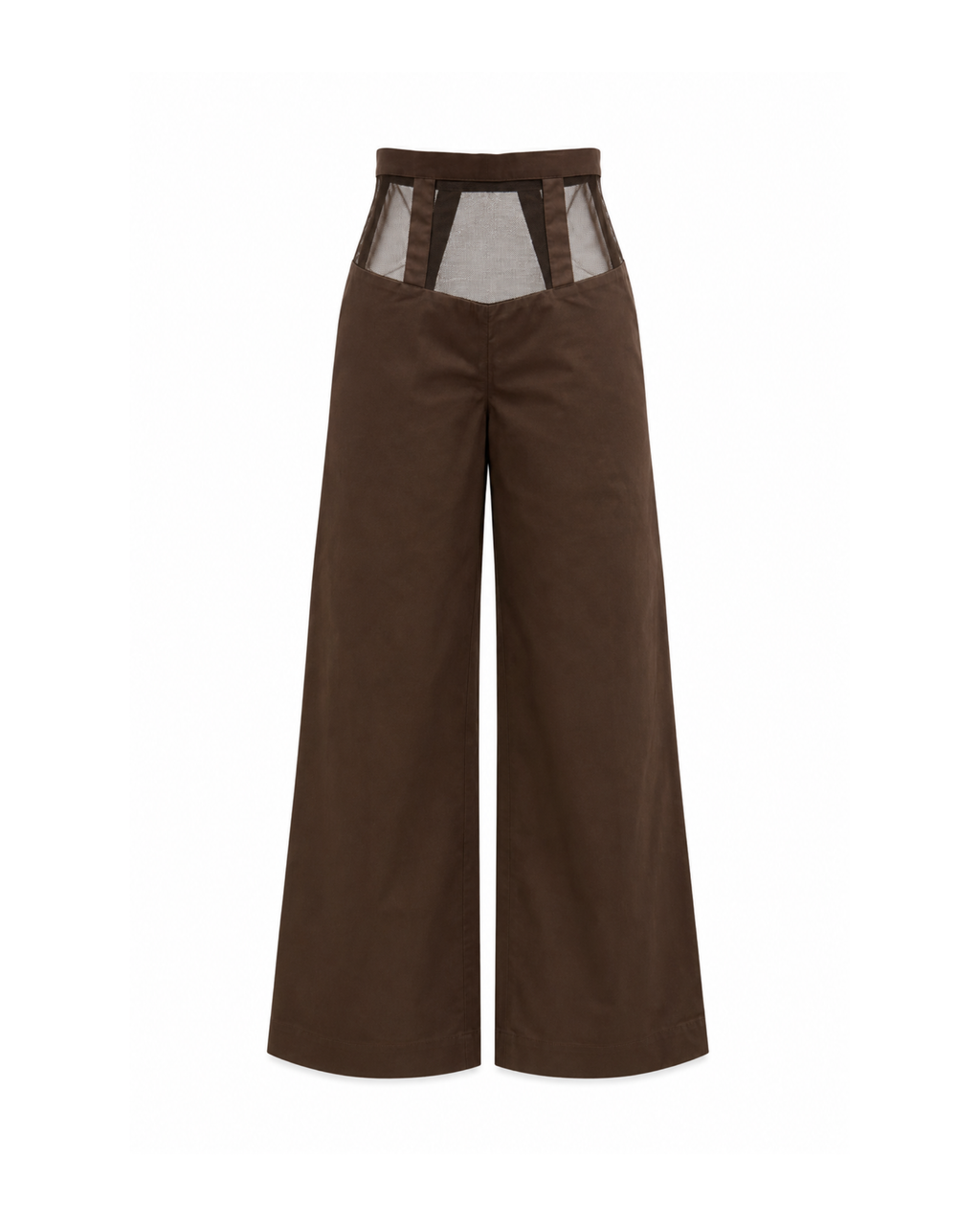 Sheer Panel Wide-Leg Trousers