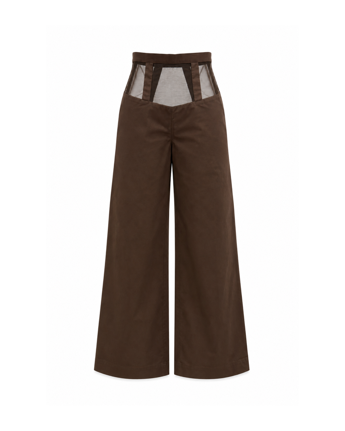 Sheer Panel Wide-Leg Trousers