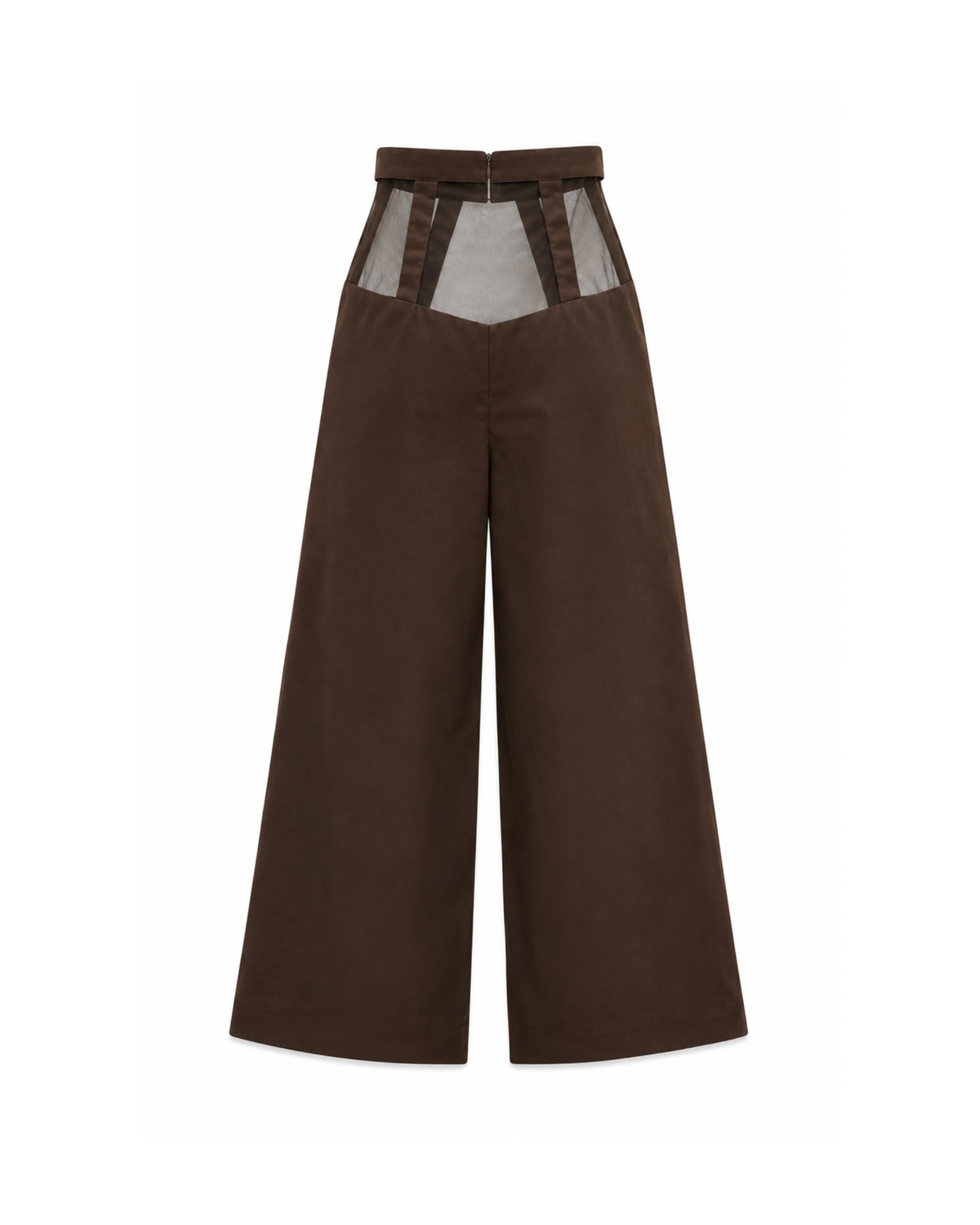 Sheer Panel Wide-Leg Trousers