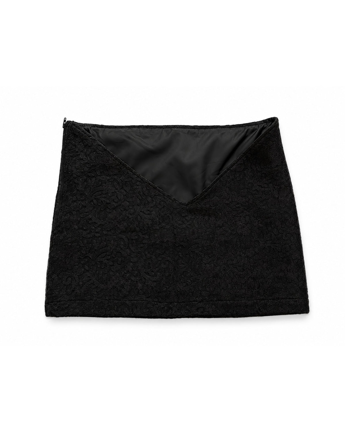 Black on Black Embroidered Mini Skirt